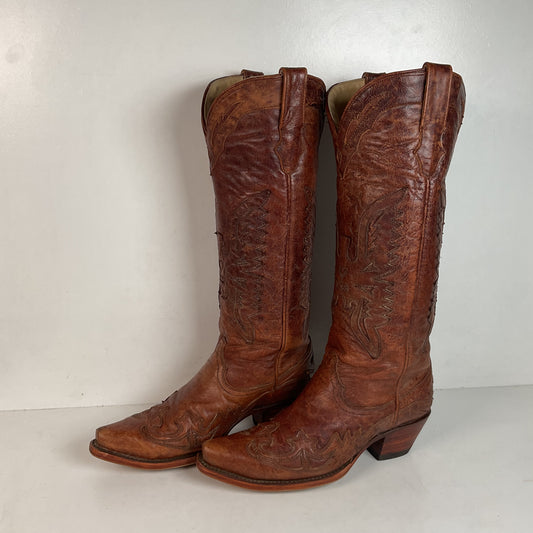 Corral Distressed Leather Thunderbird Cowgirl Boots 8.5 M Overlay Tall