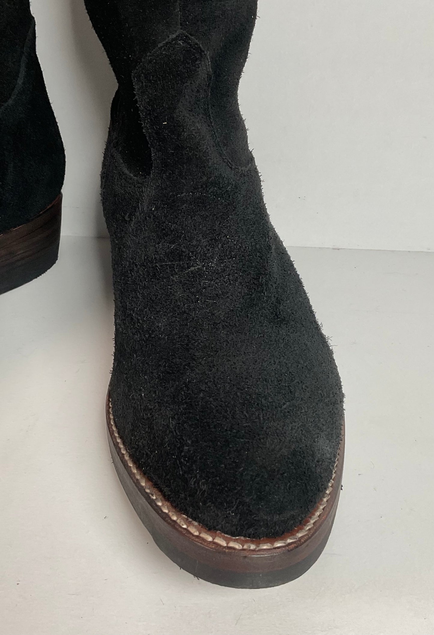 Santa Rosa Brand Cowboy Boots | Rough Out Suede | Midnight Black | Men’s 11.5