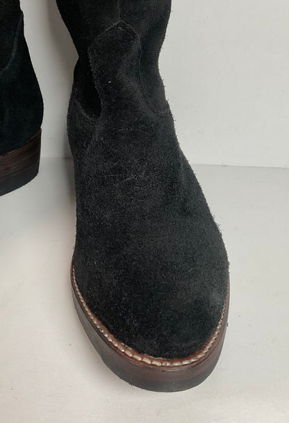 Santa Rosa Brand Cowboy Boots | Rough Out Suede | Midnight Black | Men’s 11.5