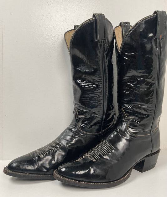 Late 1960s Tony Lama Patent Leather Cowboy Boots 10.5 D Glossy USA Made