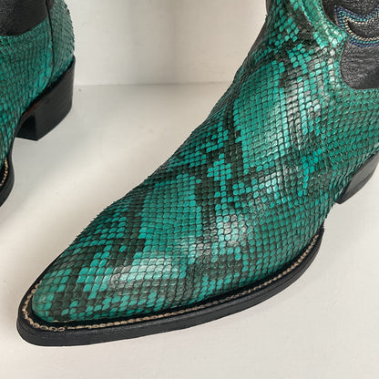 Python Snakeskin Cowboy Boots | Front Cut | Turquoise | Men’s 7.5 | Women’s 8.5