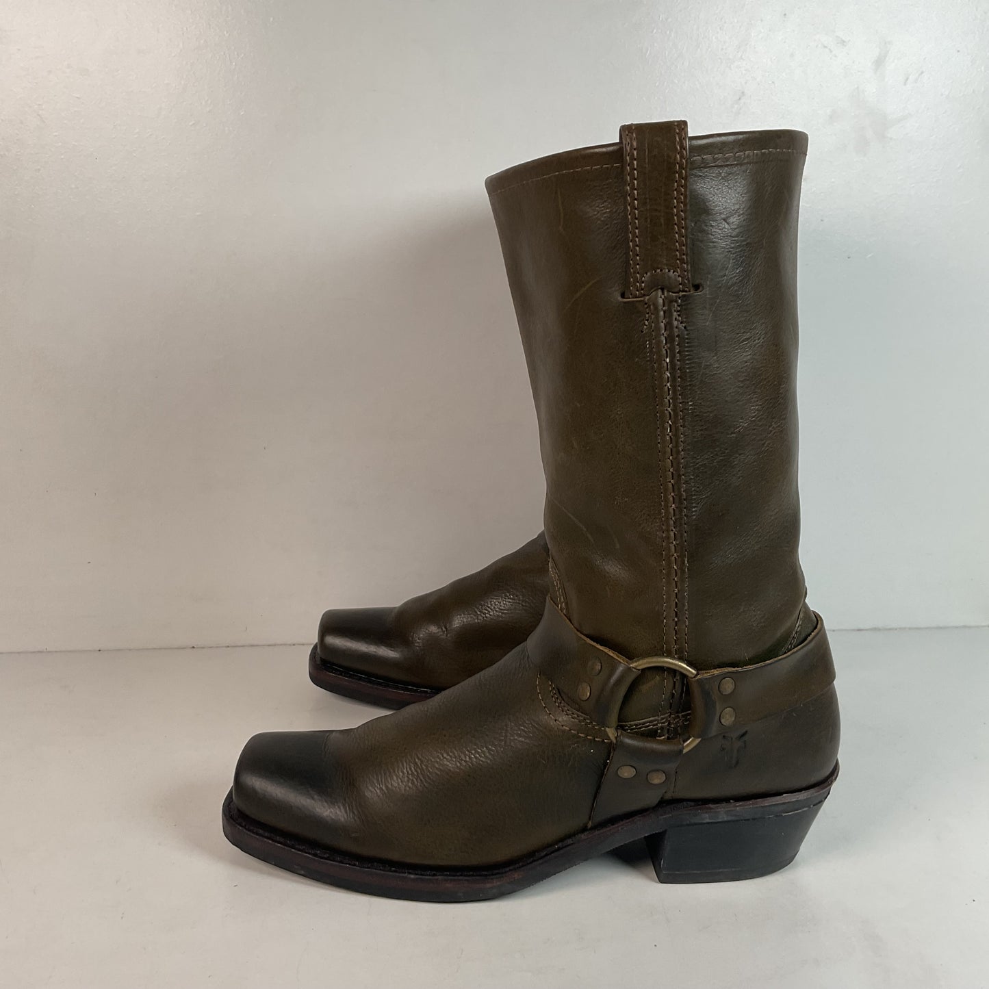 Women’s Frye 12 R Harness Boots 11 M Olive Brown Retired