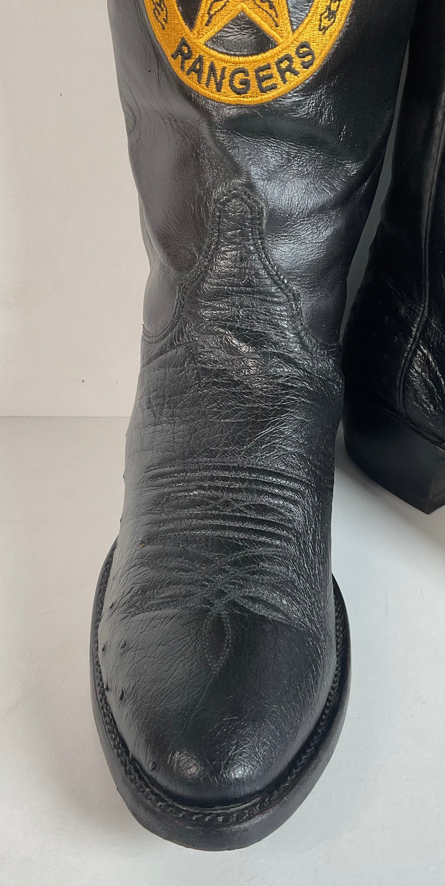 Justin Texas Rangers Cowboy Boots 9.5 D Exotic Smooth Ostrich