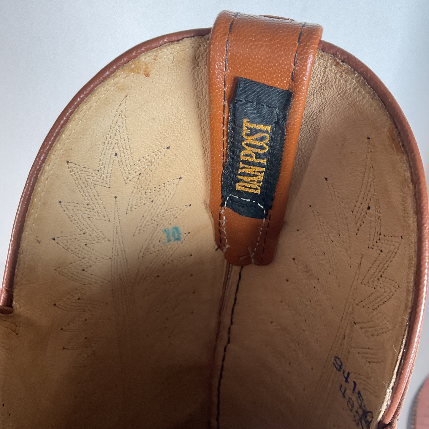 Vintage Dan Post Peanut Brittle Lizard Cowboy Boots 8 D Old Label