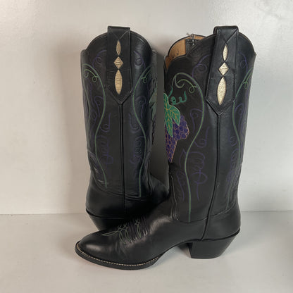 Vintage Rocky Carroll Grape Vine Cowgirl Boots 7 Custom Made