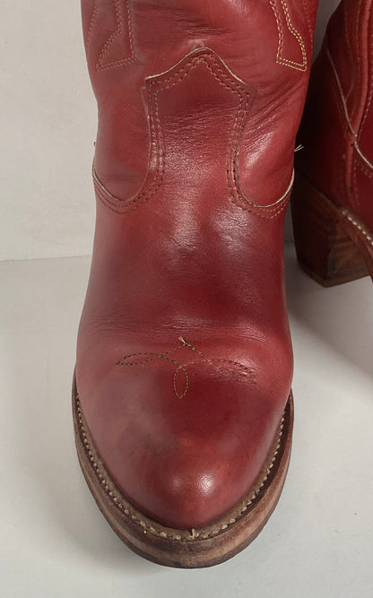 Vintage Double H Cowgirl Boots | Rainbow Stitched | USA Made | Women’s 7 M
