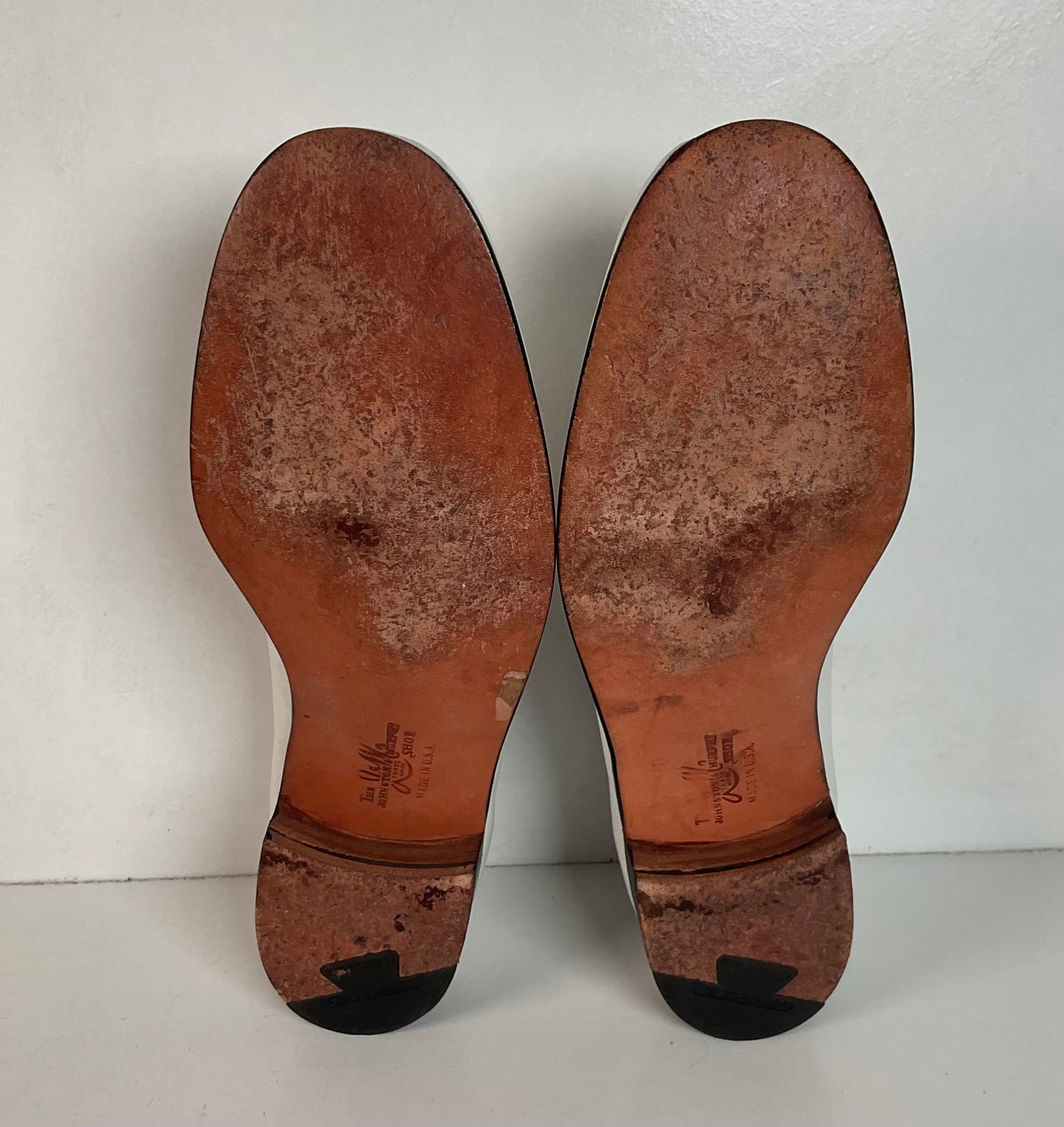 Vintage Johnston Murphy Aristocraft White Moccasin Loafers 10.5 Narrow USA Made
