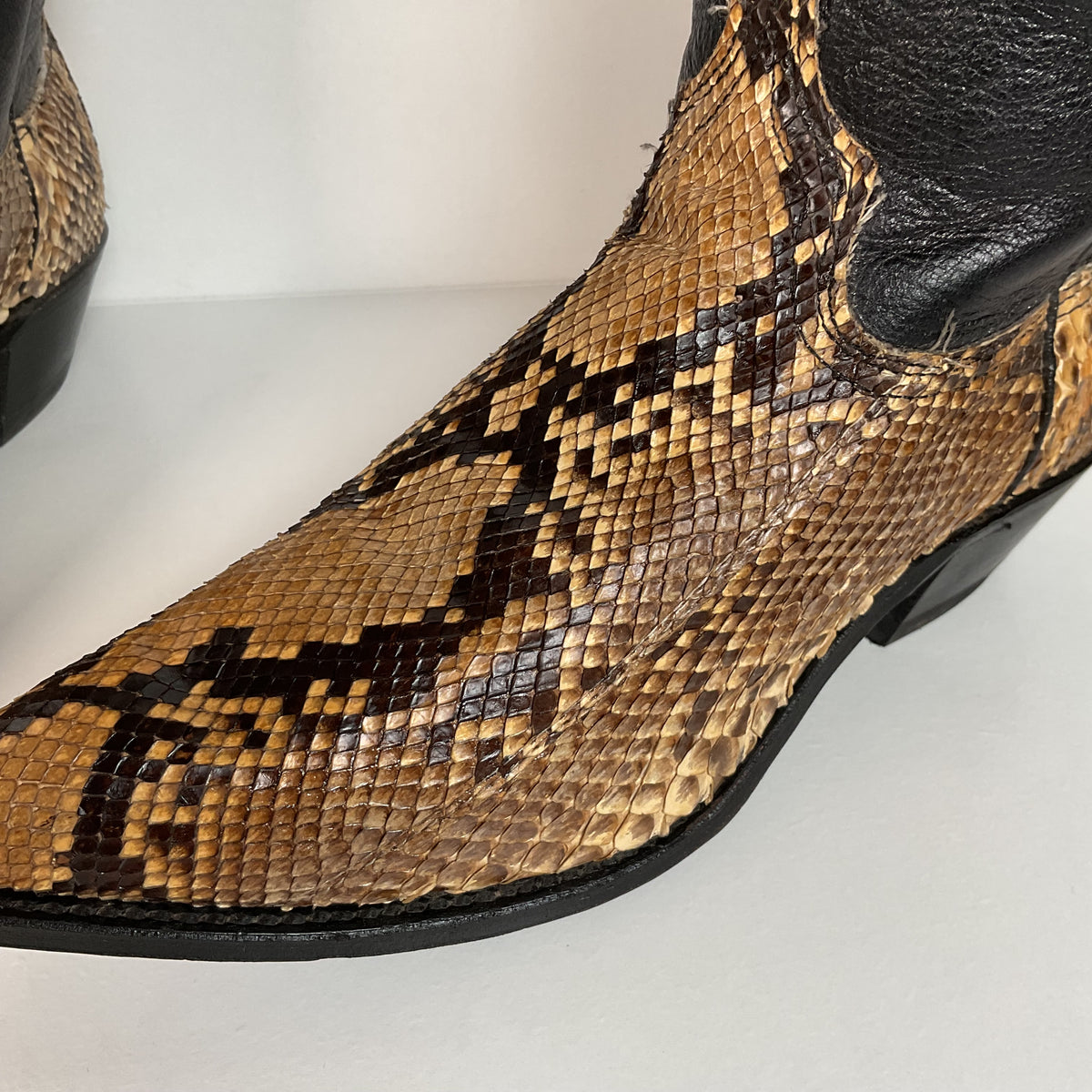 Vintage Abilene Snakeskin Cowgirl Boots | Tooled Python Overlay | Women’s 7.5 M