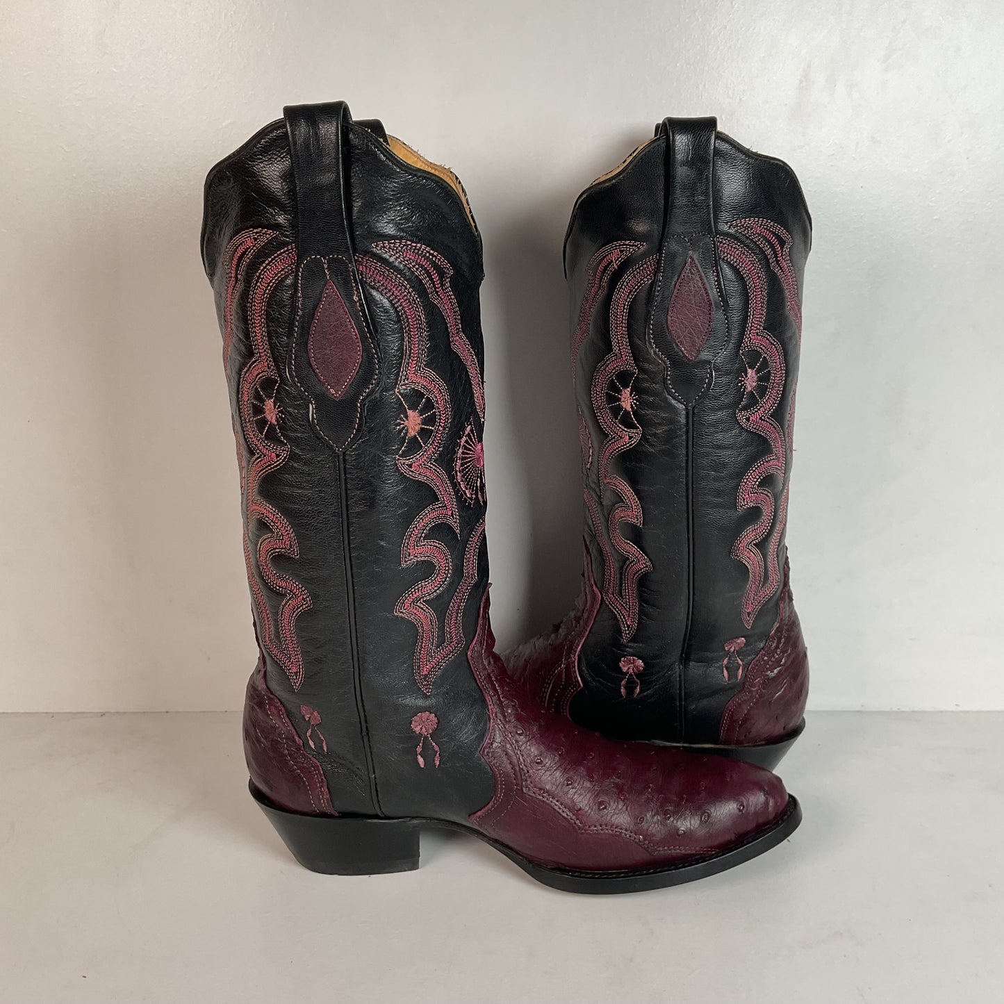 Corral Plum Ostrich Quill Cowgirl Boots 8 M Exotic Triad