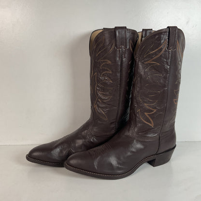 Vintage Nocona Brown Boar Skin Cowboy Boots 13 D Wild Pig