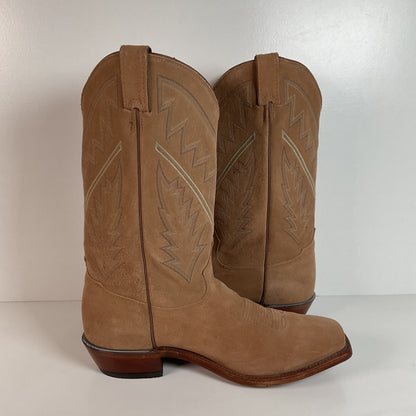 Tony Lama Suede Cowboy Boots | USA Made | Sand Mojave | 11.5 EE