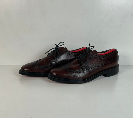Vintage Stafford Longwing Derby Shoes 9.5 EEE Brogue Gunboat New Old Stock