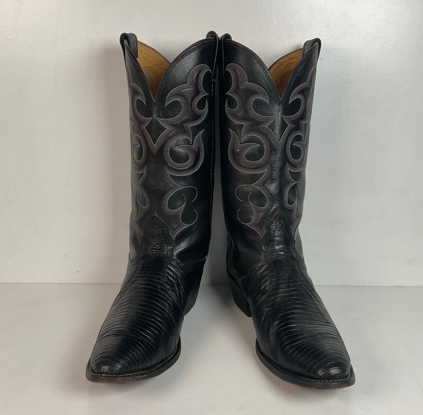 Vintage Nocona Teju Lizard Cowboy Boots 11 B USA Made