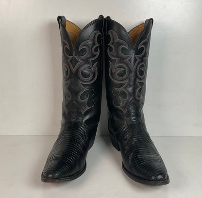 Vintage Nocona Teju Lizard Cowboy Boots 11 B USA Made