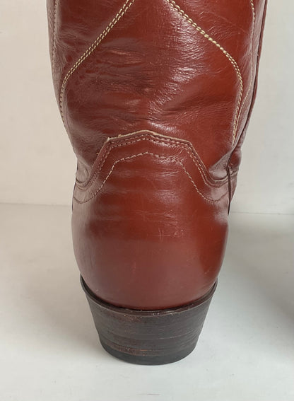 Vintage Justin Tall Butterfly Inlay Cowgirl Boots 6.5 C Snakeskin 70s