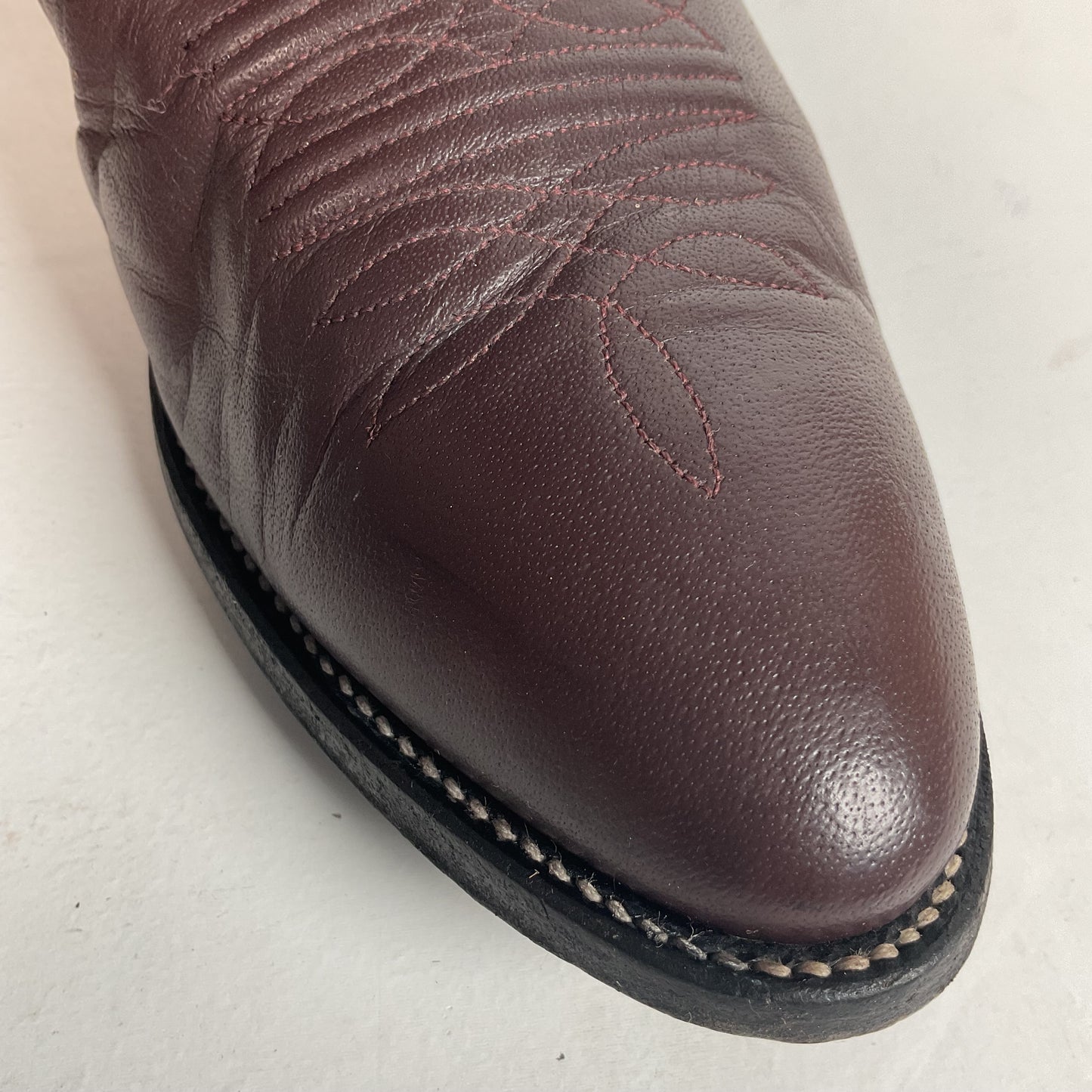 Vintage Nocona Burgundy Boar Cowboy Boots 10.5 D USA Made Wild Pig Skin