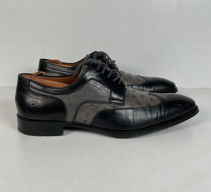 Mezlan Ostrich Quill Medallion Shoes | Derby | Exotic | Men’s 9.5 M
