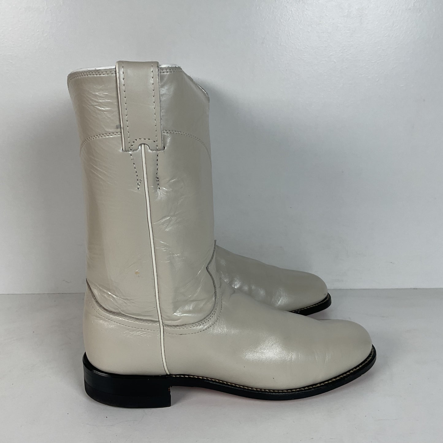 Justin Pearl White Roper Boots | Cowgirl | USA Made | Women’s 7.5 B