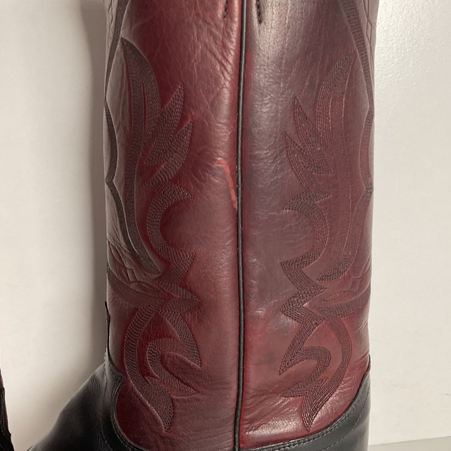 Vintage Justin Buffalo Calf Cowboy Boots | USA Made | Black Cherry | Men’s 10 D