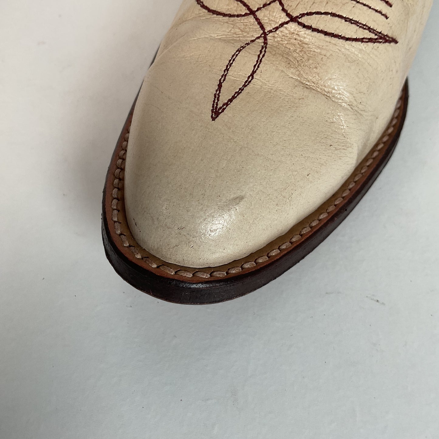 Vintage Laramie Handmade Cowgirl Boots 6.5 C Cranberry Inlay