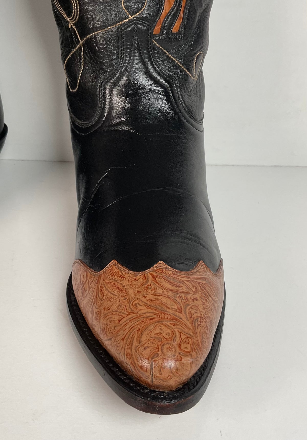 Vintage Ben Miller Cowgirl Boots | Tooled Inlays | Bucking Bronco | Women’s 10 B