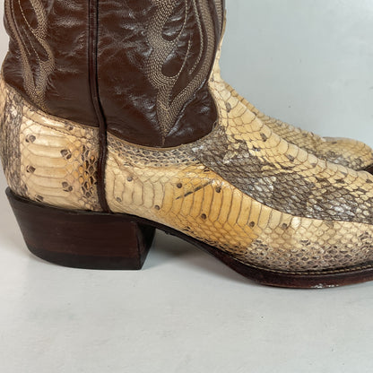 Vintage Tony Lama Water Snake Cowboy Boots 9 D Gold Label Snakeskin