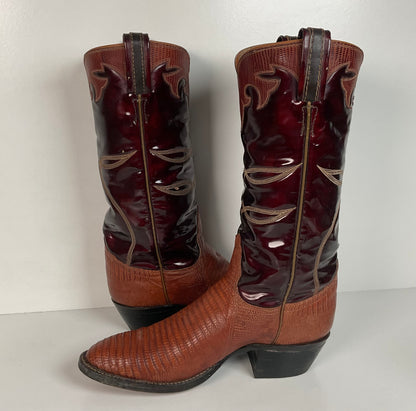 Vintage Tony Lama Teju Lizard Cowgirl Boots | Patent Leather | 6 C | Women’s 7