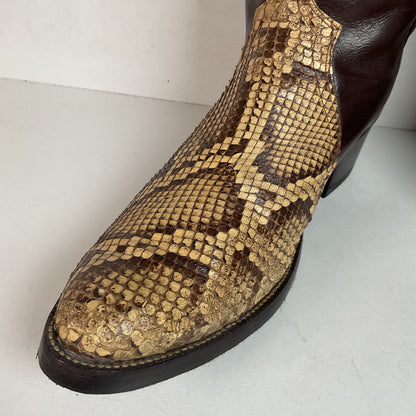 Vintage Justin Front Cut Python Cowboy Boots | USA Made | Triad Snakeskin | Men’s 9.5 D