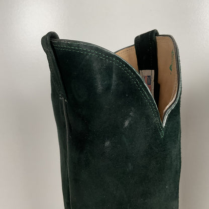 Vintage Nocona Wild Boar Cowboy Boots | Pig Skin Suede | Emerald Green | Men’s 11 E