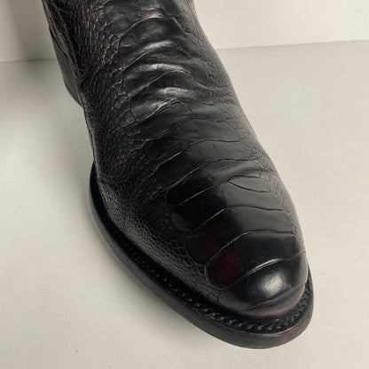 Vintage Longhorn Ostrich Leg Cowboy Boots | Exotic | Black Cherry | Men’s 13 D