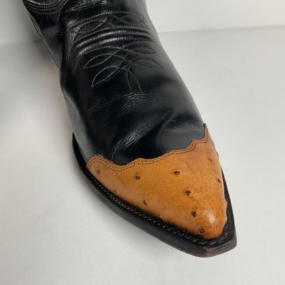Vintage Nocona Wingtip Cowboy Boots | Exotic Ostrich Quill | Men’s 11 D