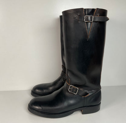 Black Sign Aviator Boots | Horse Hide Engineer | Men’s 10