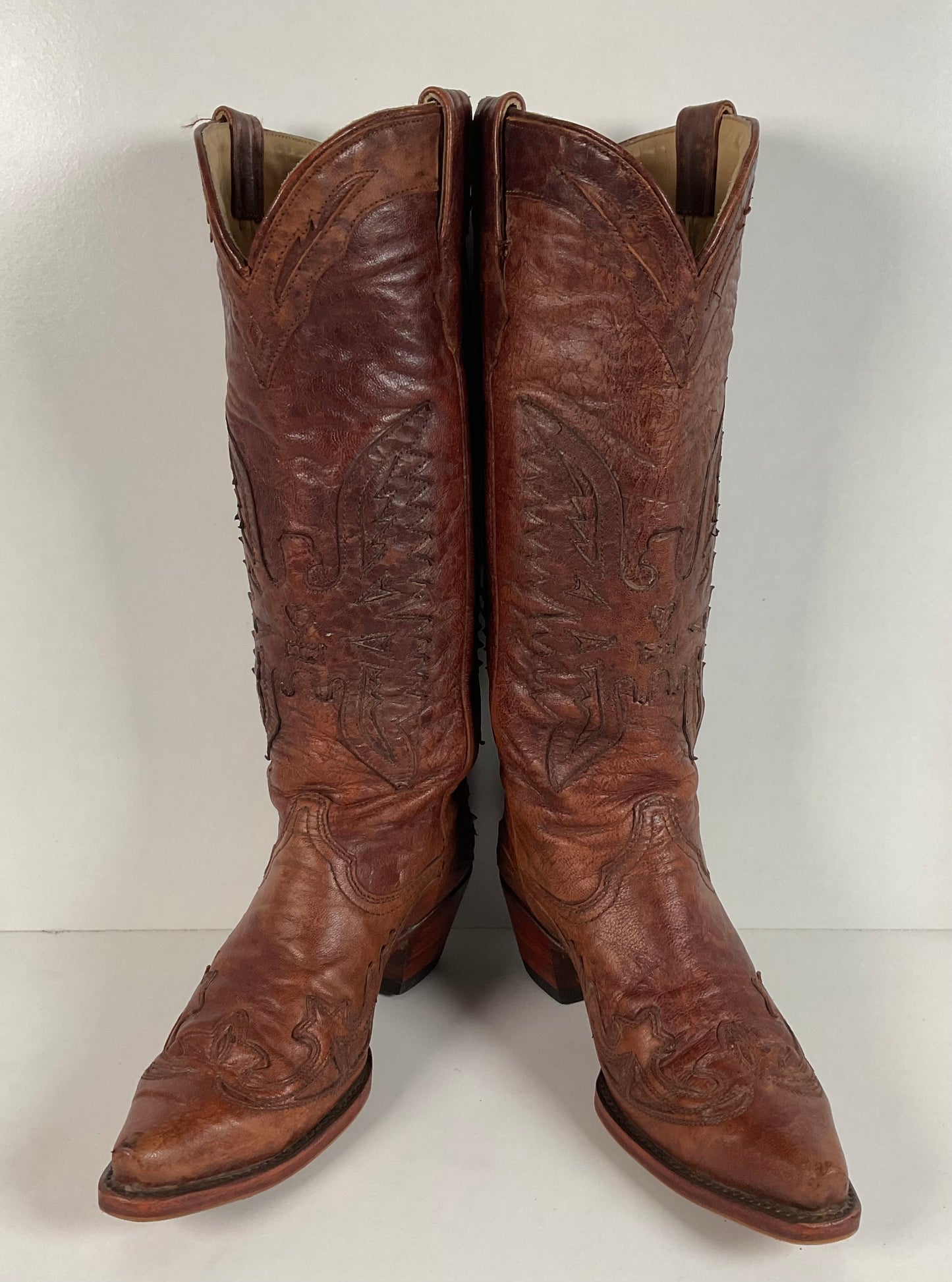 Corral Distressed Leather Thunderbird Cowgirl Boots 8.5 M Overlay Tall