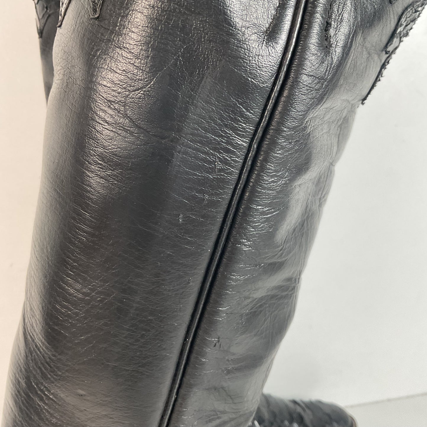 Vintage Larry Mahan Tall Black Cowgirl Boots | Python Snakeskin | 7 B