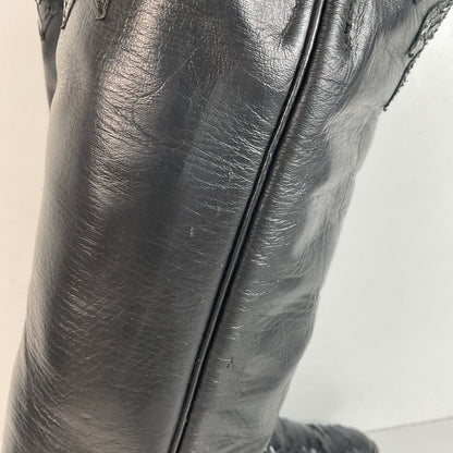 Vintage Larry Mahan Tall Black Cowgirl Boots | Python Snakeskin | 7 B