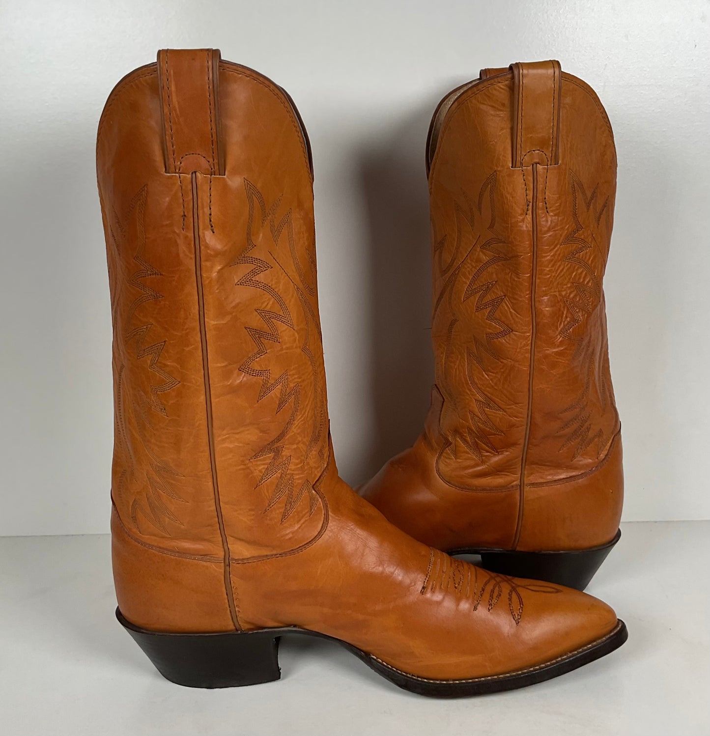 Vintage Justin Calfskin Cowboy Boots | Butterscotch | USA Made | Men’s 10.5 D