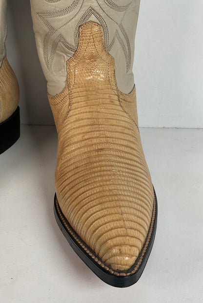 Silvertown Blonde Lizard Cowgirl Boots | Men’s 7.5 C | Women’s 8.5