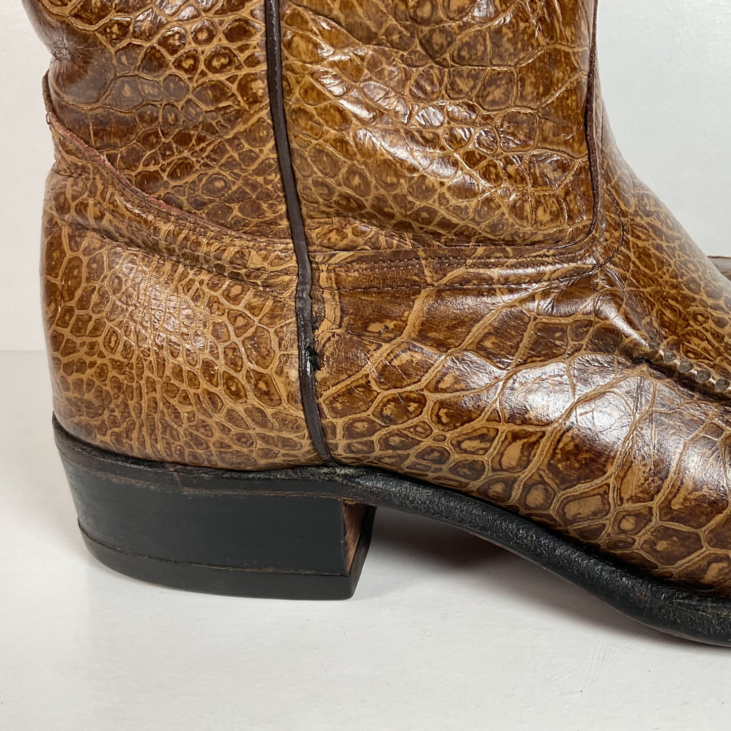 Vintage Wrangler Algonquin Toe Cowboy Boots | Sea Turtle Imitation Print | Men’s 9.5 D