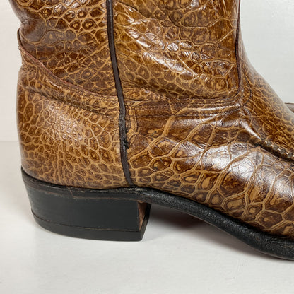 Vintage Wrangler Algonquin Toe Cowboy Boots | Sea Turtle Imitation Print | Men’s 9.5 D