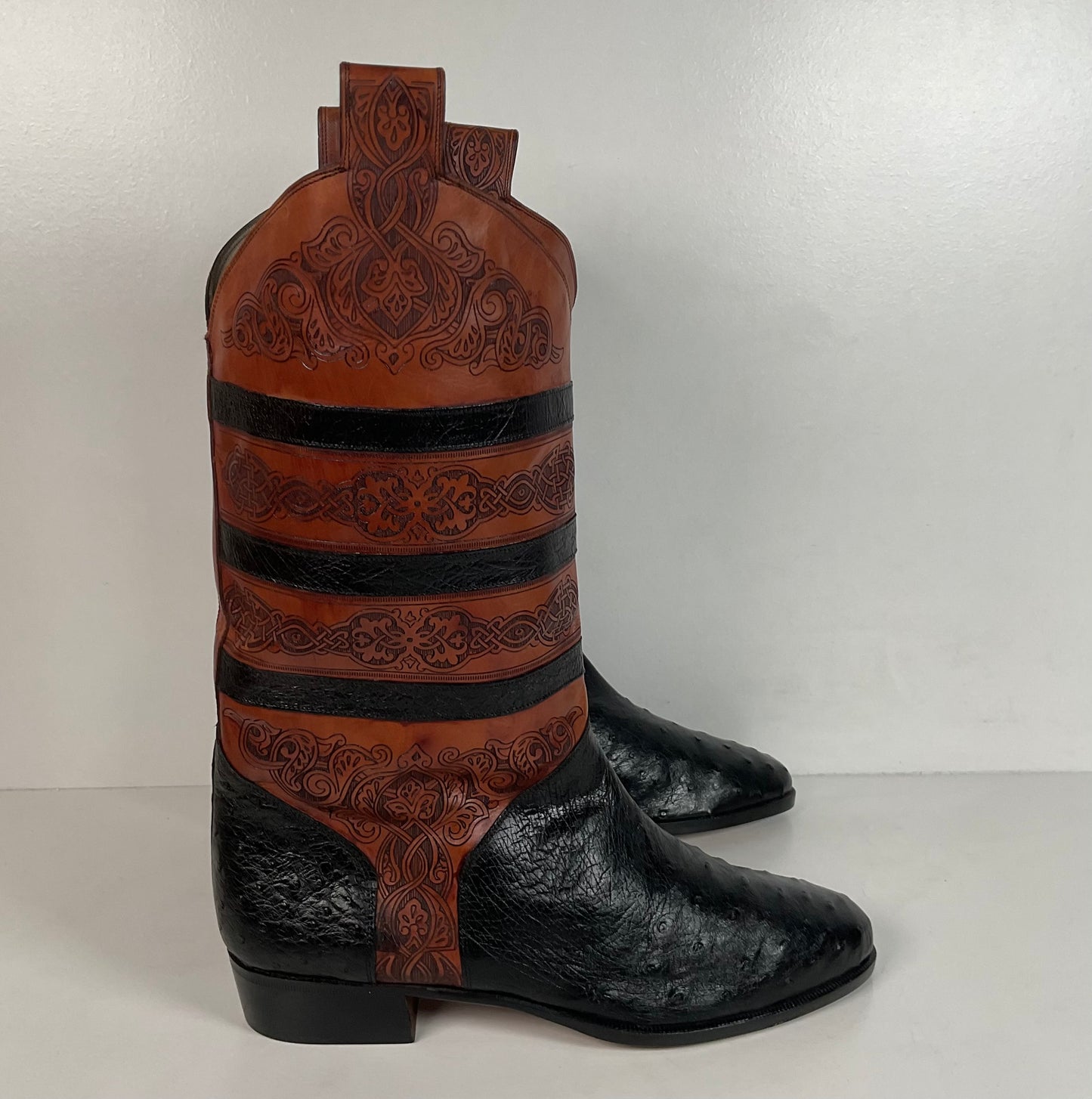 Vintage Lorenzo Banfi Western Boots | Ostrich & Crocodile | Set of (2) | 9 M