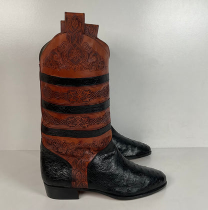 Vintage Lorenzo Banfi Western Boots | Ostrich & Crocodile | Set of (2) | 9 M