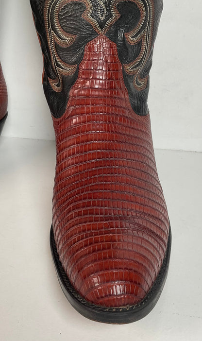Larry Mahan Teju Lizard Cowboy Boots 10 EE Peanut Brittle