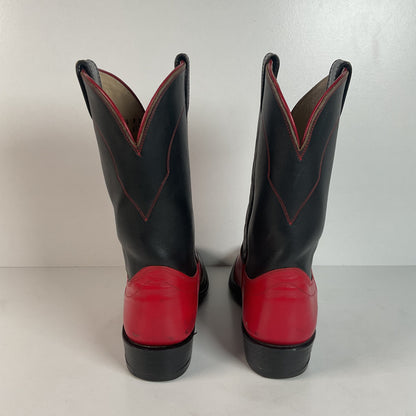Olathe Western Roper Boots | Red & Black Calf | USA Made | Men’s 9 D
