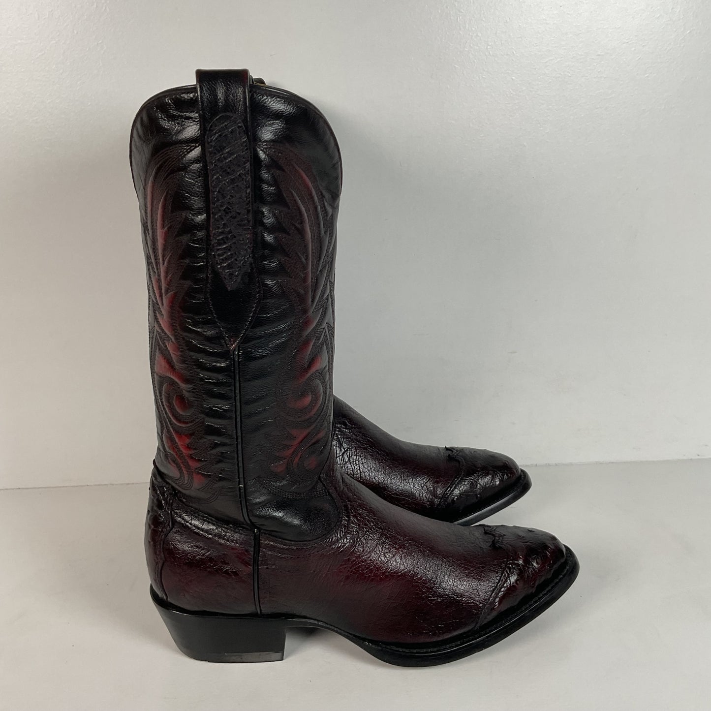 Corral Smooth Ostrich Cowboy Boots | Black Cherry | Men’s 6 EE | Women’s 7
