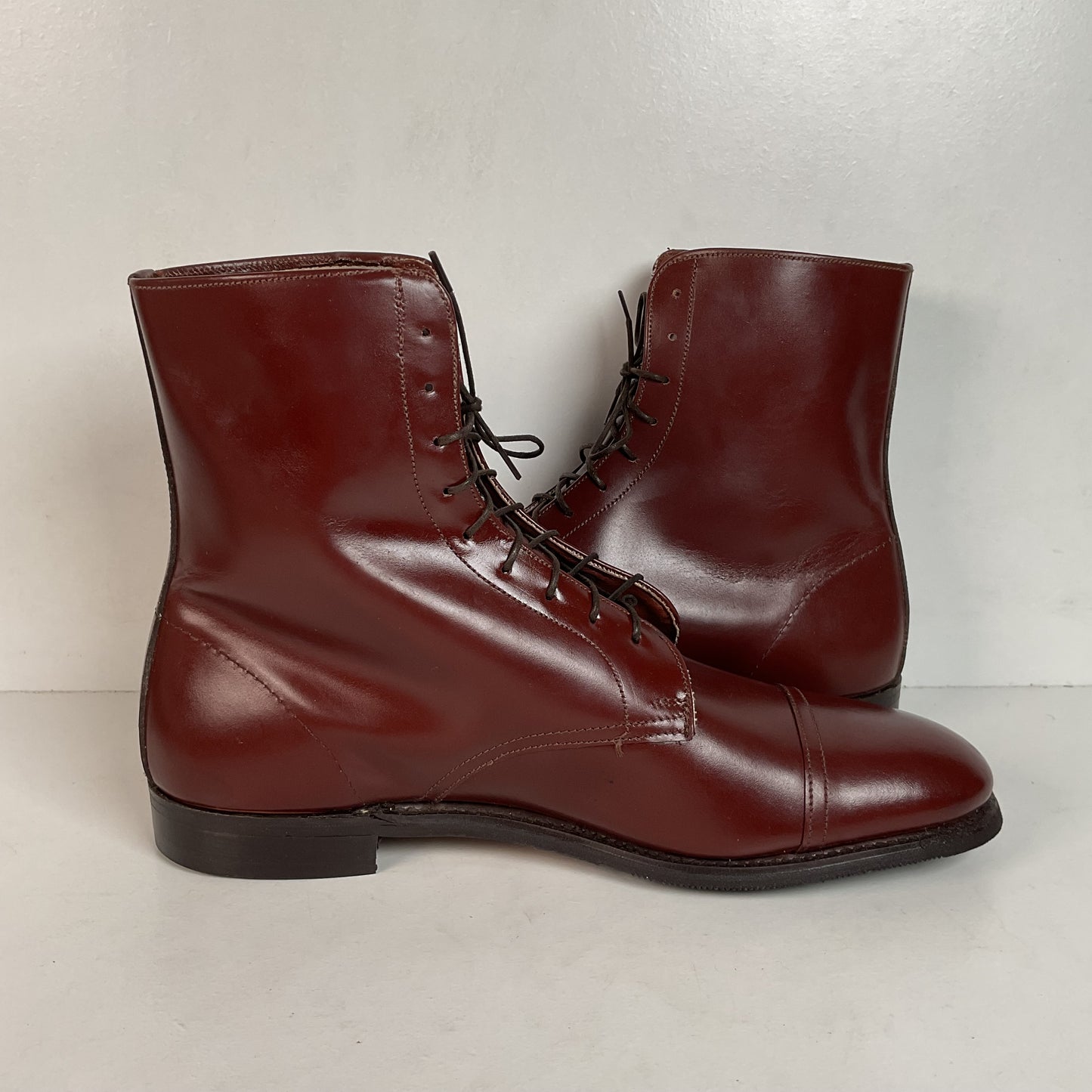 Marlborough England Jodhpur Lace Up Boots | Burgundy Calf | UK 9 | US 10
