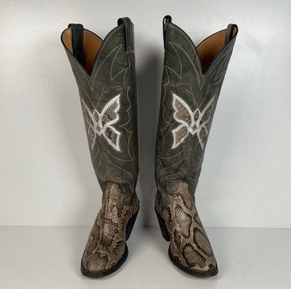 Vintage Justin Butterfly Cowgirl Boots | Snakeskin Inlay | USA Made | Women’s 5 B