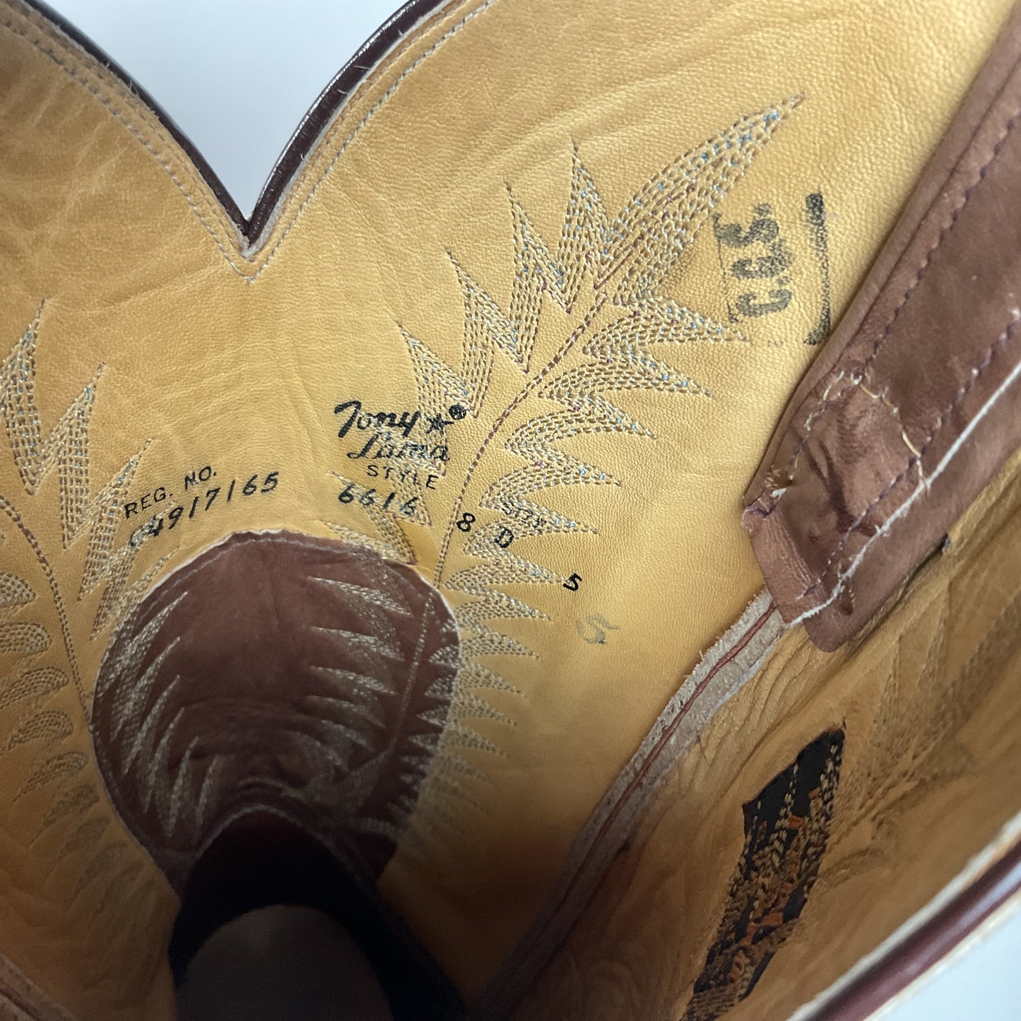 Vintage Tony Lama Gold Label Cowboy Boots | Marbled Leather | Men’s 8 D