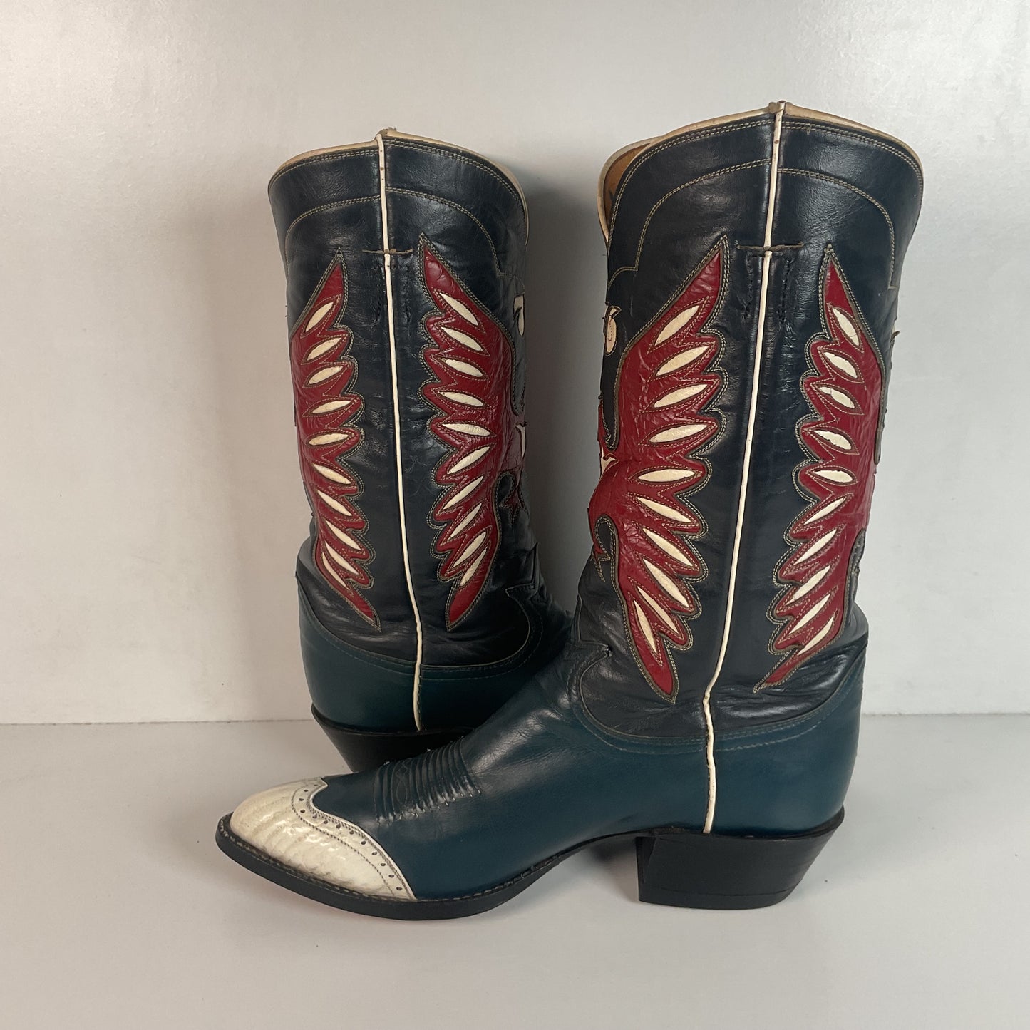 Vintage Tony Lama Bicentennial Thunderbird Cowboy Boots 10 D Gold Label 1776 Walrus Wingtip