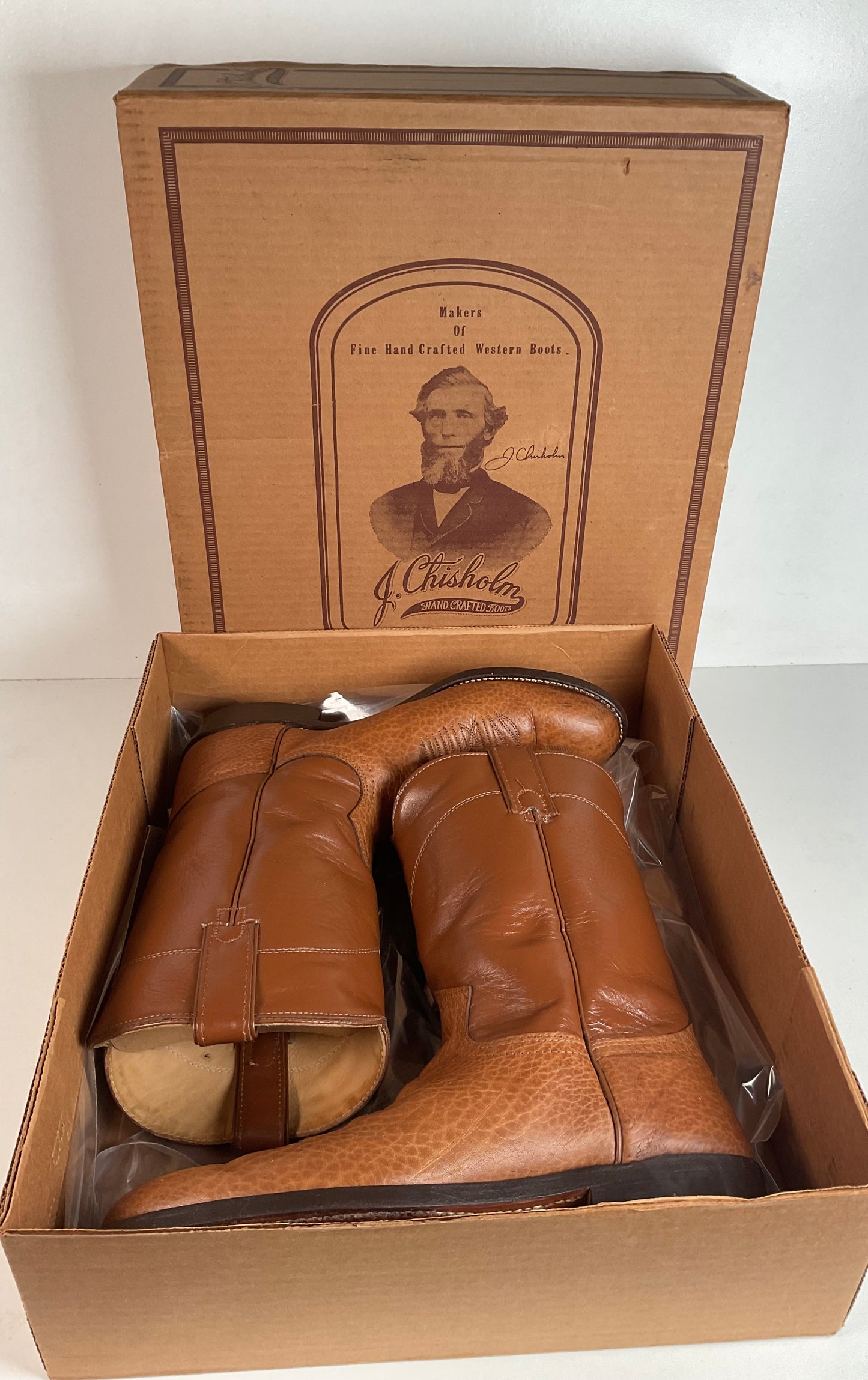 Vintage J. Chisholm Bullhide Roper Boots 9 D USA Made Original Box