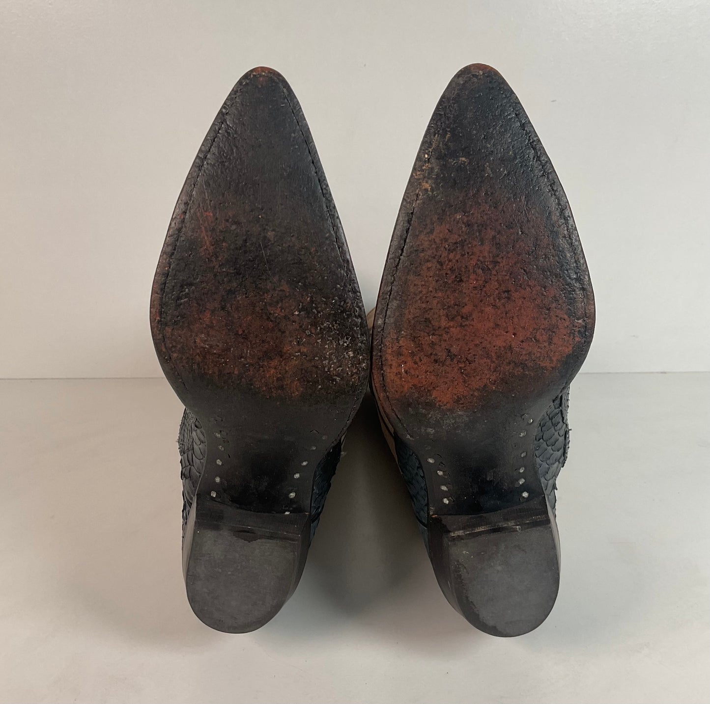 Vintage Tony Lama Python Snakeskin Cowgirl Boots | Dark Blue | Women’s 8 M